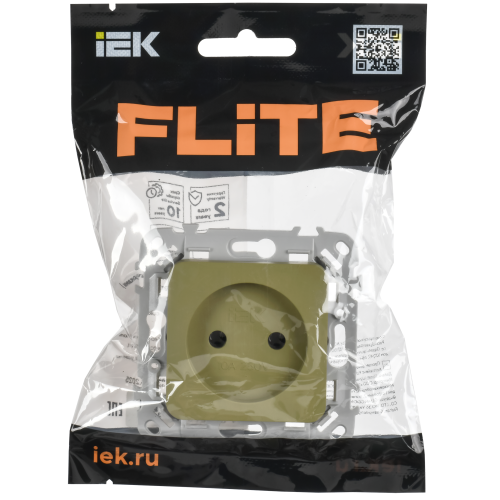 FLITE Розетка без заземления без защитных шторок безвинтовое крепление 10А РС01-1-ФлО оливковый IEK FLITE Розетка без заземления без защитных шторок безвинтовое крепление 10А РС01-1-ФлО оливковый IEK