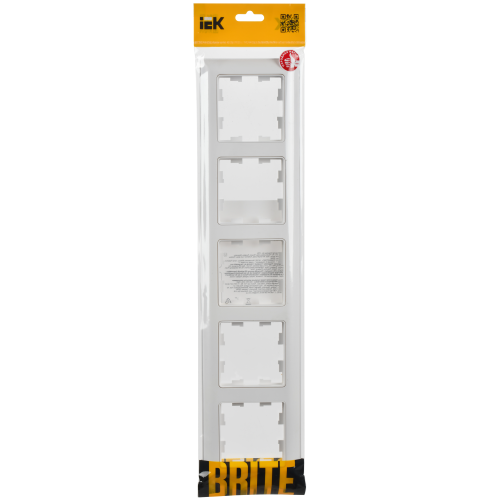 BRITE Рамка 5-местная РУ-5-БрАБ арктический белый/белый IEK BRITE Рамка 5-местная РУ-5-БрАБ арктический белый/белый IEK
