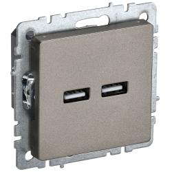 BRITE Розетка USB A+A 5В 3,1А РЮ10-1-БрШ шампань IEK