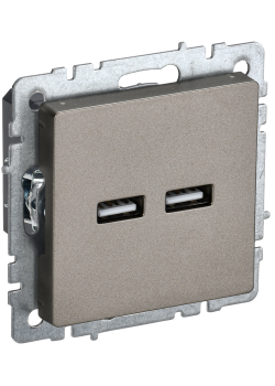 BRITE Розетка USB A+A 5В 3,1А РЮ10-1-БрШ шампань IEK