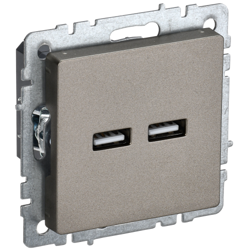 BRITE Розетка USB A+A 5В 3,1А РЮ10-1-БрШ шампань IEK
