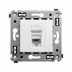 Компьютерная розетка RJ-45 в стену, кат.5e одинарная, Avanti, белоеоблако