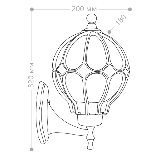 Светильник садово-парковый Feron PL3701 круглый на стену вверх 60W 230V E27, черное золото Светильник садово-парковый Feron PL3701 круглый на стену вверх 60W 230V E27, черное золото