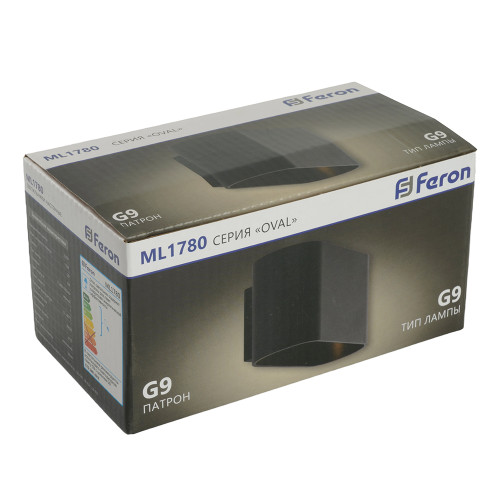 Светильник настенный Feron ML1780 Oval MR16 35W, 230V, G9,15W, чёрный IP20 Светильник настенный Feron ML1780 Oval MR16 35W, 230V, G9,15W, чёрный IP20