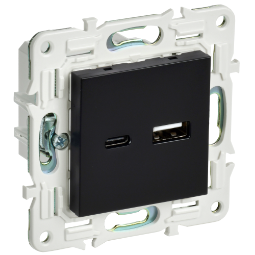 SKANDY Розетка USB A+C 18Вт SK-R13Bl черный IEK