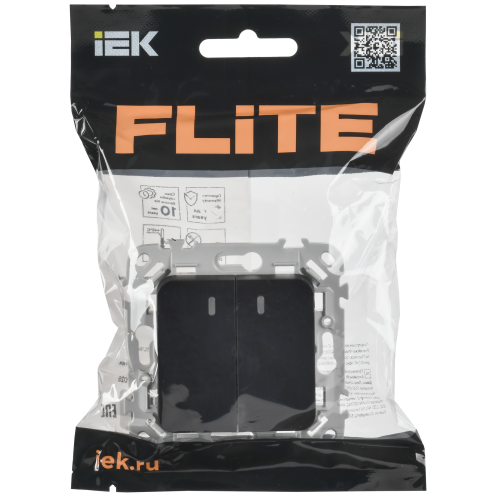 FLITE Выключатель 2-клавишный проходной с индикацией 10А ВС62-1-1-ФлЧ черный IEK FLITE Выключатель 2-клавишный проходной с индикацией 10А ВС62-1-1-ФлЧ черный IEK