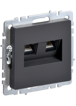 BRITE Розетка компьютерная двойная RJ45 кат.6 РК11-2-БрГ графит IEK