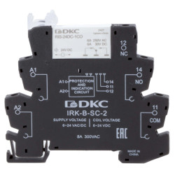 Реле интерфейсное, 1CO, ком. ток 6А, AgSnO2, напряжение 24V AC/DC, винтовые клеммы.