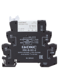 Реле интерфейсное, 1CO, ком. ток 6А, AgSnO2, напряжение 24V AC/DC, винтовые клеммы.