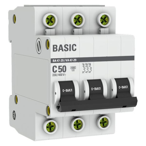 Авт. выкл. ВА 47-29 3P 50А (C) 4,5кА BASIC