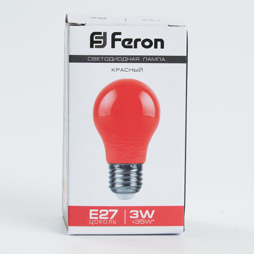 Лампа светодиодная Feron LB-375 E27 3W матовая 230V красная Лампа светодиодная Feron LB-375 E27 3W матовая 230V красная