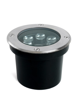 Светодиодный светильник тротуарный (грунтовый) Feron SP2802, 6W, AC/DC12-24V, низковольтный, 3000К, металлик, D120*H90mm, вн.диаметр: 90mm, IP67