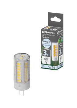 Лампа светодиодная G4-3 Вт-230 В-4000 К, SMD, 16x43 мм TDM