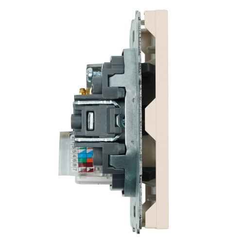 Розетка TV + компьютерная RJ-45 (механизм), STEKKER, серия Эмили, RST00-5106-08, кашемир, soft touch Розетка TV + компьютерная RJ-45 (механизм), STEKKER, серия Эмили, RST00-5106-08, кашемир, soft touch