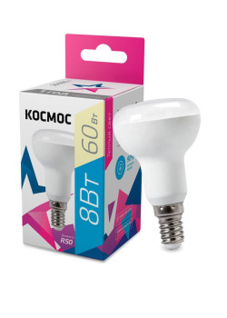 Лампа светодиодная R50 8Вт 220В E14 3000К Космос Lksm_LED8wR50E1430
