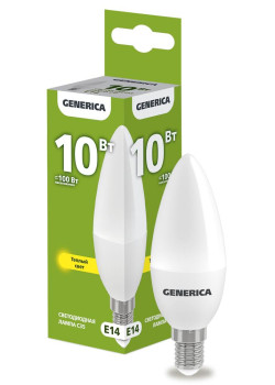 Лампа светодиодная/ Лампа светодиодная C35 свеча 10Вт 230В 3000К E14 GENERICA
