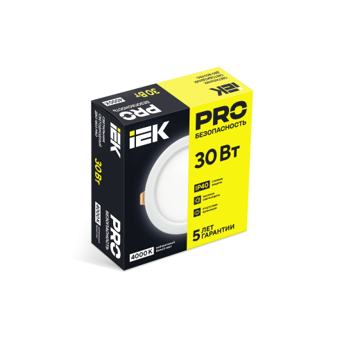 Светильник светодиодный ДВО 1803 PRO круг 30Вт 4000K IP40 белый IEK Светильник светодиодный ДВО 1803 PRO круг 30Вт 4000K IP40 белый IEK