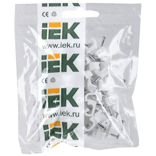 Скоба 8мм плоская пластиковая (100шт) IEK