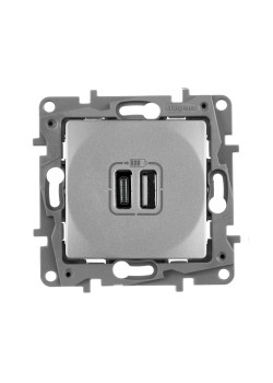 ETIKA Розетка USB A+C 15Вт алюминий