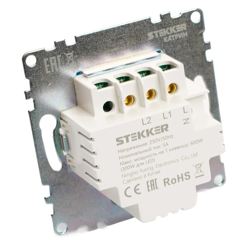 Выключатель диммирующий сенсорный (механизм) 250В, 150W, серия Катрин, белый Выключатель диммирующий сенсорный (механизм) 250В, 150W, серия Катрин, белый