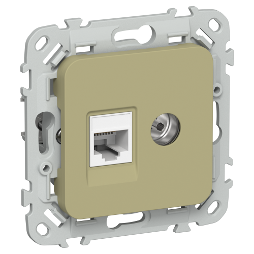 FLITE Розетка 2-местная RJ45/TV категория 5Е UTP РКТВ5е-2-0-ФлО оливковый IEK