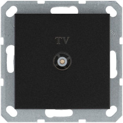 Розетка телевизионная проходная TV Ф9.5мм механизм антрацит Jasmart G6002B