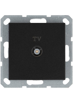 Розетка телевизионная проходная TV Ф9.5мм механизм антрацит Jasmart G6002B