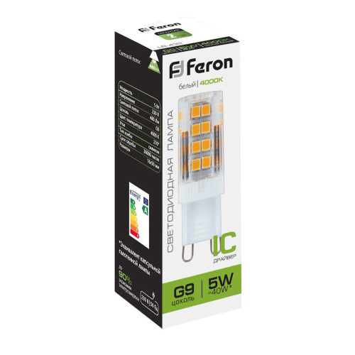 Лампа светодиодная Feron LB-432 G9 5W 175-265V 4000K Лампа светодиодная Feron LB-432 G9 5W 175-265V 4000K