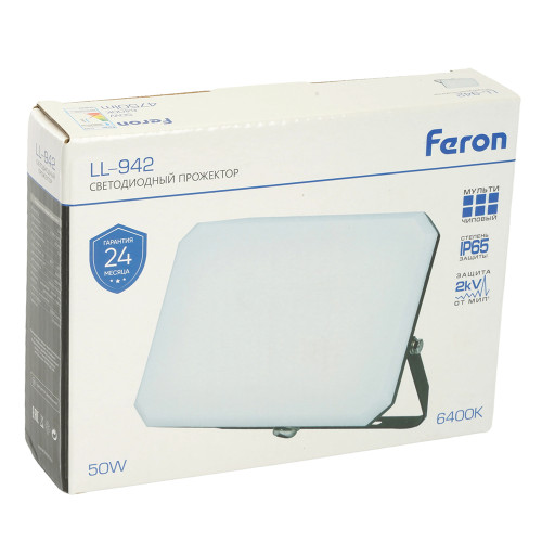 Светодиодный прожектор Feron LL-942 IP65 50W 6400K Светодиодный прожектор Feron LL-942 IP65 50W 6400K