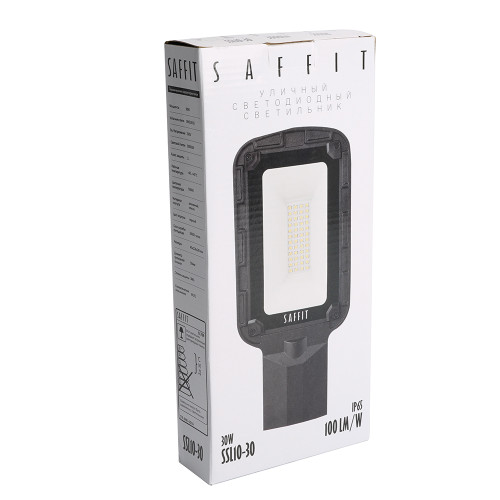 Светодиодный уличный консольный светильник SAFFIT SSL10-30 30W 5000K 230V, черный