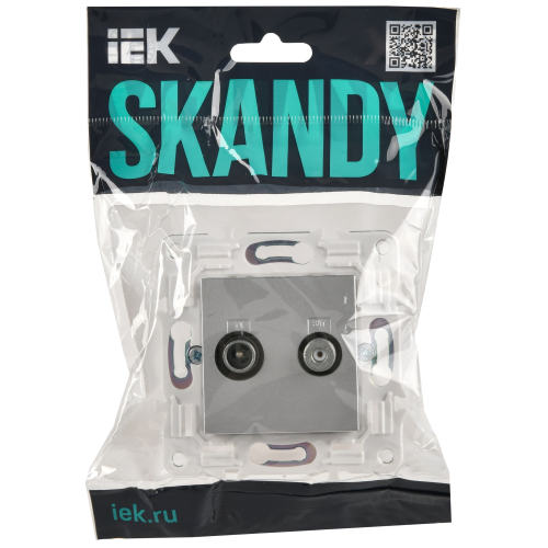 SKANDY Розетка двойная TV+SAT SK-A13S серебряный IEK