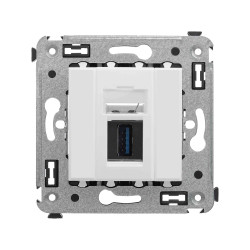 USB 3.0 розетка одинарная в стену, тип А-А, Avanti, белое облако