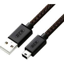 GCR PRO Кабель PROF 1.5m USB 2.0, AM/mini, черно-прозрачный, ферритовое кольцо, 28/24 AWG, медь, экран, армированный, морозостойкий