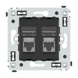 Компьютерная розетка RJ-45 в стену, кат.6 экранированная  двойная, Avanti, черный матовый