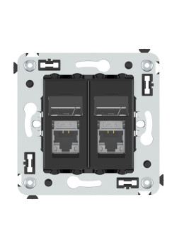 Компьютерная розетка RJ-45 в стену, кат.6 экранированная  двойная, Avanti, черный матовый