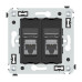 Компьютерная розетка RJ-45 в стену, кат.6 экранированная двойная, Avanti, черный матовый Компьютерная розетка RJ-45 в стену, кат.6 экранированная двойная, Avanti, черный матовый