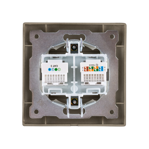 Розетка телефонная RJ11 + компьютерная RJ45 бронза Розетка телефонная RJ11 + компьютерная RJ45 бронза