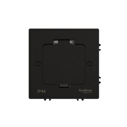 MultiDesk Лючок с розеткой 2К+З, 16А/250В, IP44 с коробкой для бетон.полов ЧЁРНЫЙ матовый тип MDK21