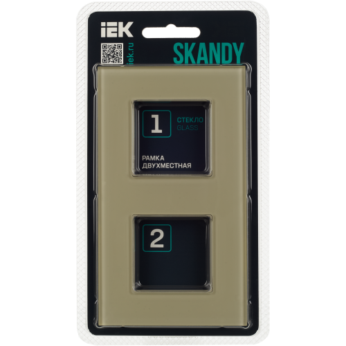 SKANDY Рамка 2-местная SK-F22B стекло беж. IEK