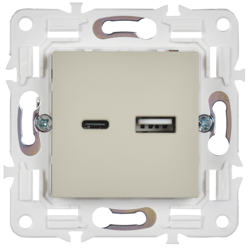 SKANDY Розетка USB A+C 18Вт SK-R13B бежевый IEK