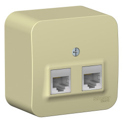 BLANCA О/У РОЗЕТКА двойная компьютерная RJ45, кат.5E, ИЗОЛ.ПЛ., БЕЖЕВЫЙ