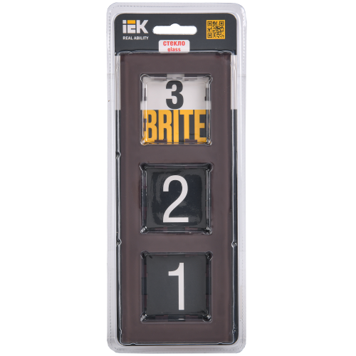 BRITE Рамка 3 -местная РУ-3-2-БрТБ стекло темная бронза IEK