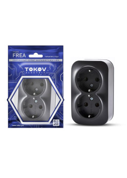 Розетка 2-м ОП Frea 16А IP20 250В с заземл. АБС-пластик карбон TOKOV ELECTRIC TKE-FR-R2Z-C14