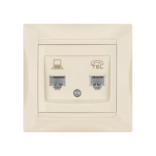 Розетка телефонная RJ11 + компьютерная RJ45 сл. кость Розетка телефонная RJ11 + компьютерная RJ45 сл. кость