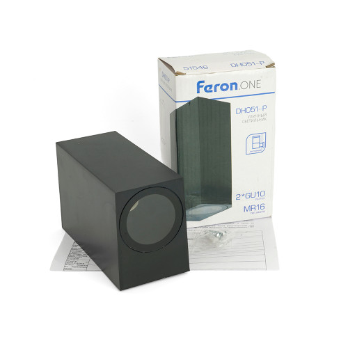 Светильник садово-парковый Feron.ONE DH051-P,на стену, 2*GU10 220-240V, черный пластик