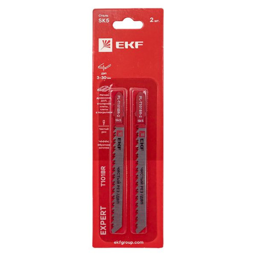 Пилки для электролобзика обратные T101BR (чистовой рез по ДВП)(SK5)(2 шт) EKF Expert Пилки для электролобзика обратные T101BR (чистовой рез по ДВП)(SK5)(2 шт) EKF Expert