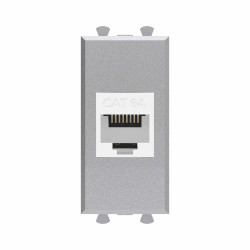Компьютерная розетка RJ-45 без шторки модульная, кат.6А, Avanti, закаленная сталь, 1 модуль