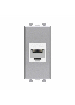 Компьютерная розетка RJ-45 без шторки модульная, кат.6А, Avanti, закаленная сталь, 1 модуль