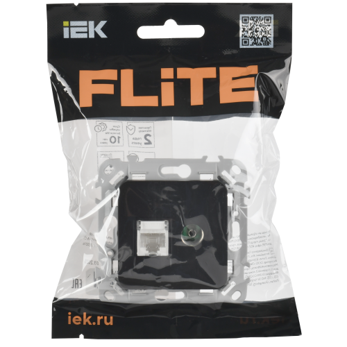 FLITE Розетка 2-местная RJ45/TV категория 5Е UTP РКТВ5е-2-0-ФлЧ черный IEK