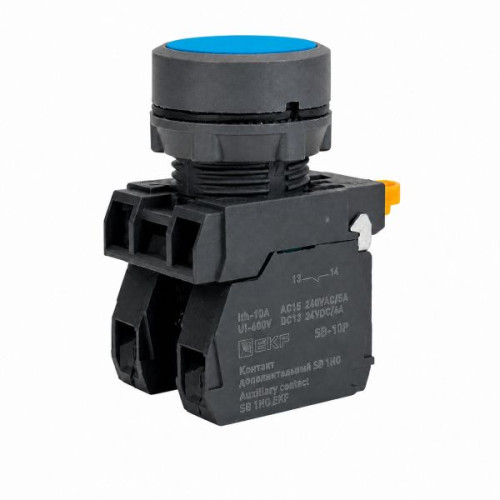 Кнопка SB-31 плоская с фиксацией 1NС синяя IP65